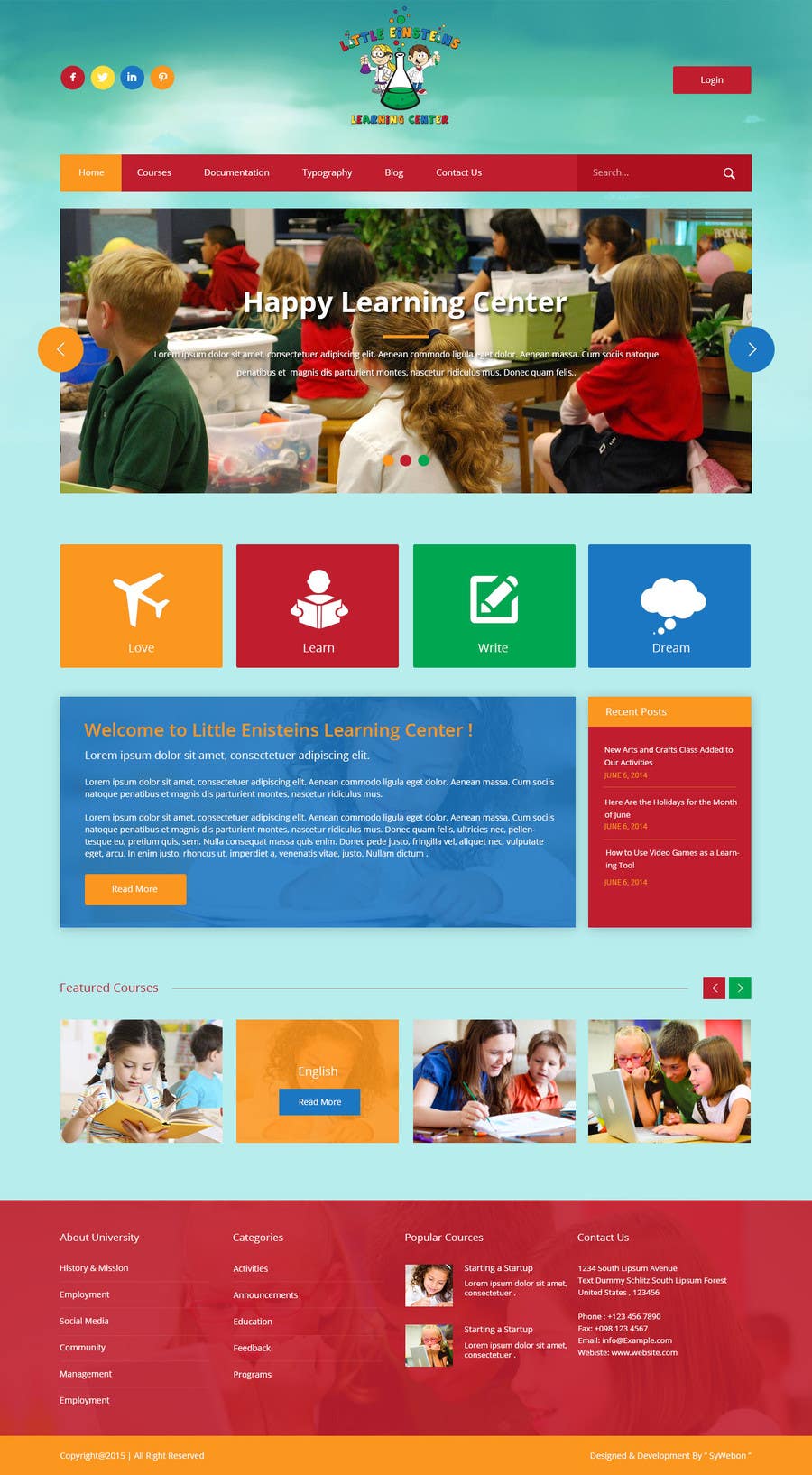 Penyertaan Peraduan #8 untuk                                                 Design a Website Mockup for Little Einstein's Learning Center (Daycare)
                                            
