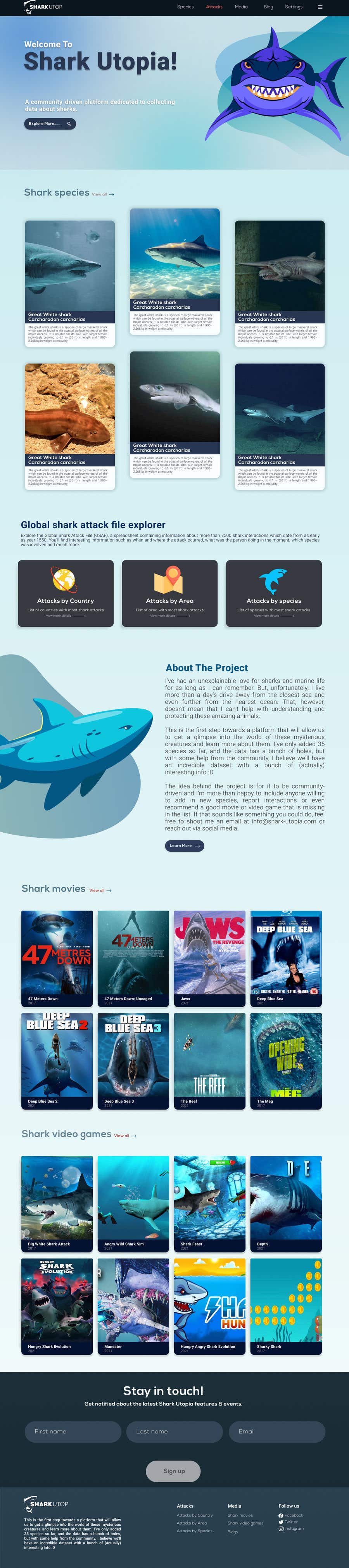 Bài tham dự cuộc thi #46 cho                                                 Create a new landing page for Shark Utopia
                                            