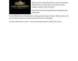 Nro 2 kilpailuun Write Home Page Copy for a website - MGS Exteriors Ltd käyttäjältä jesswolverton