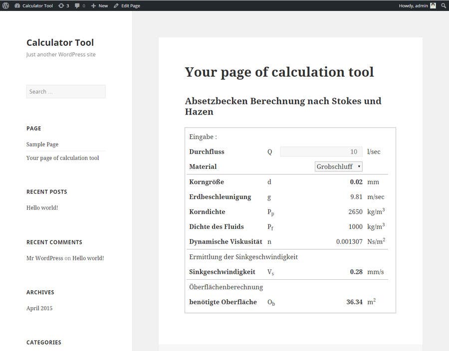 Proposition n°5 du concours                                                 Make a simple calculation tool and embed it on our Wordpress Page
                                            