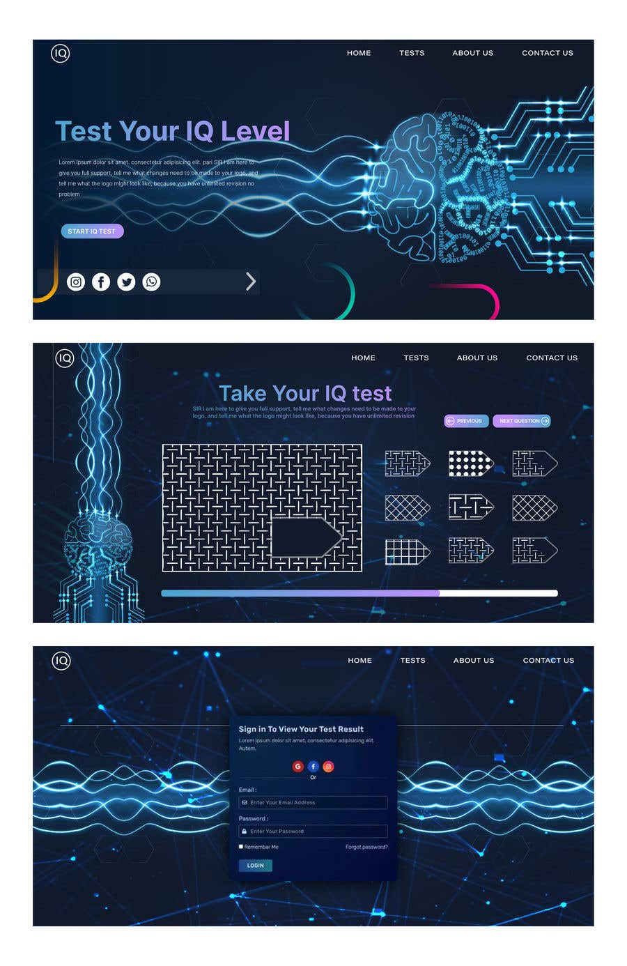 
                                                                                                                        Konkurrenceindlæg #                                            62
                                         for                                             Design nice user interface for an IQ test website
                                        