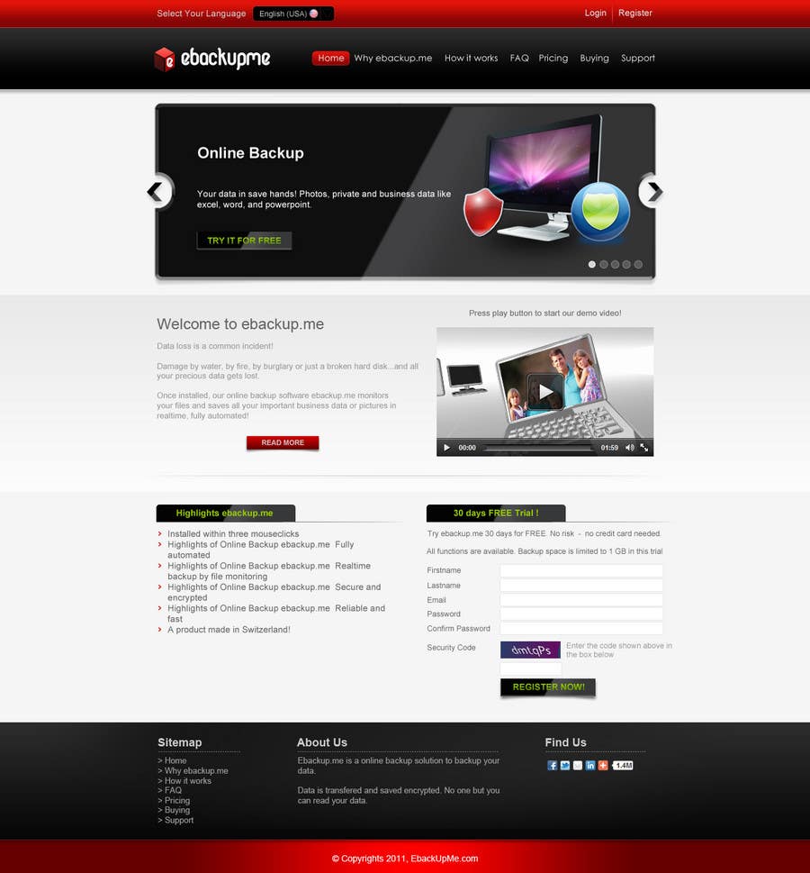 Konkurransebidrag #84 i                                                 Website Design for Ebackup.me Online Backup Solution
                                            