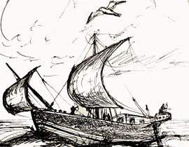 #57 для Black and white drawing or sketch of sailing ship on sea от kolovrat507