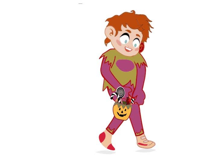 Kilpailutyö #12 kilpailussa                                                 Halloween Trick-or-Treater Animation: Kid Collecting Candy
                                            