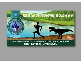 #52 untuk Dinosaur chasing man Facebook ad Banner Medal 50k Trail Run oleh joyantabanik8881