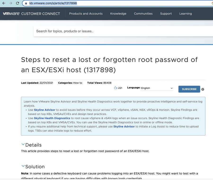 Penyertaan Peraduan #4 untuk                                                 Esxi password recovery
                                            