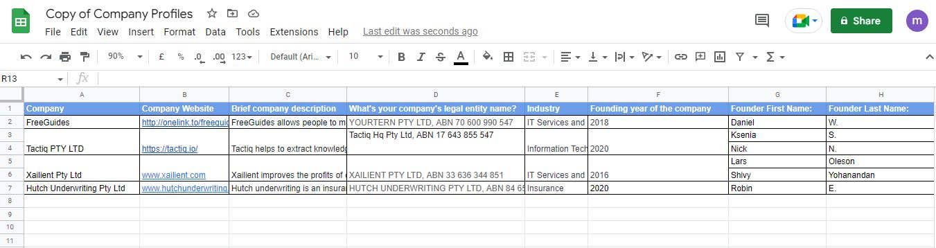 a screenshot of a spreadsheet with a count of numbers on it