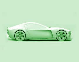 a white sports car vector drawing with green background
