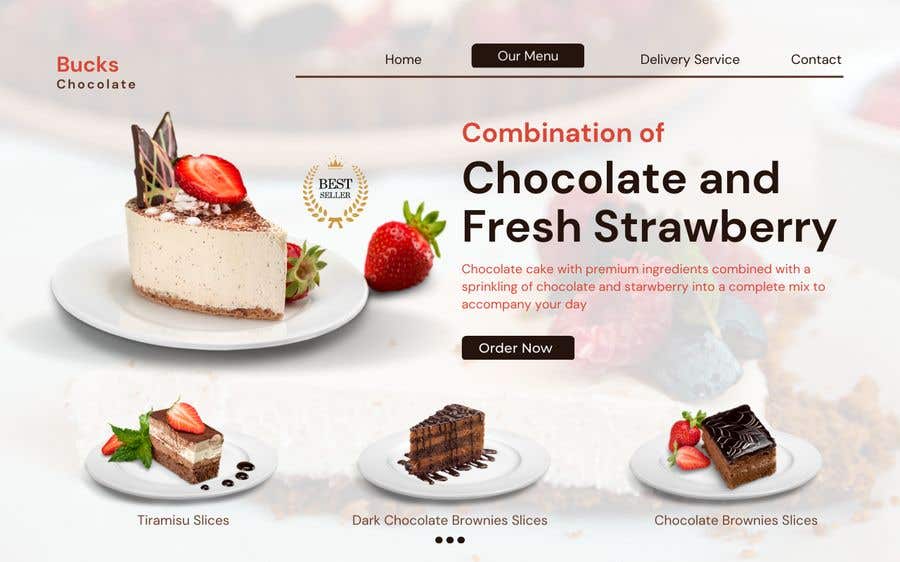 a website promoting chocolate and fresh strawberry cakes