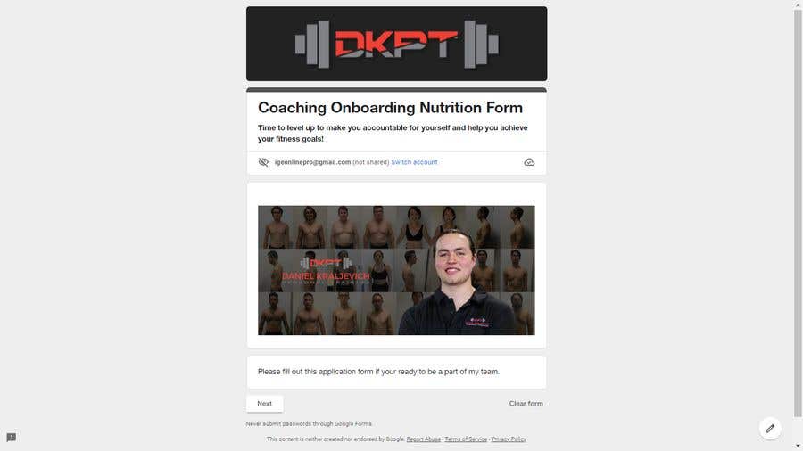 Contest Entry #27 for                                                 Google Doc: Online Personal Training New Client Onboarding form
                                            