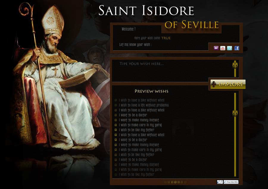 Zgłoszenie konkursowe o numerze #19 do konkursu o nazwie                                                 Graphic Design for One page web site for the Saint Of the Internet: St. Isidore of Seville
                                            