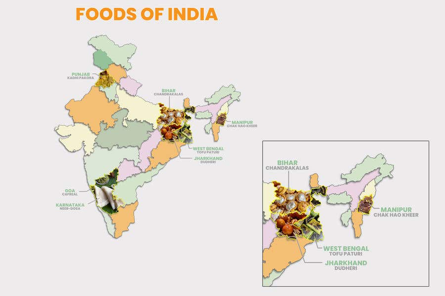 Bài tham dự cuộc thi #8 cho                                                 Design Food Map of India
                                            