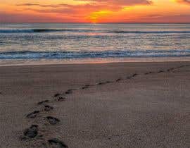 #106 untuk image of beach at sunset with footprints next to pawprints in sand oleh mkibriya191