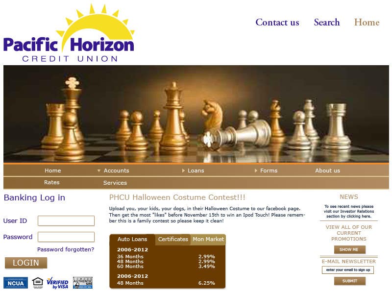 Natečajni vnos #11 za                                                 Website Design for Pacific Horizon Credit Union
                                            