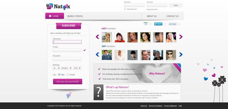 
                                                                                                                        Participación en el concurso Nro.                                            17
                                         para                                             Graphic Design for a dating website homepage
                                        