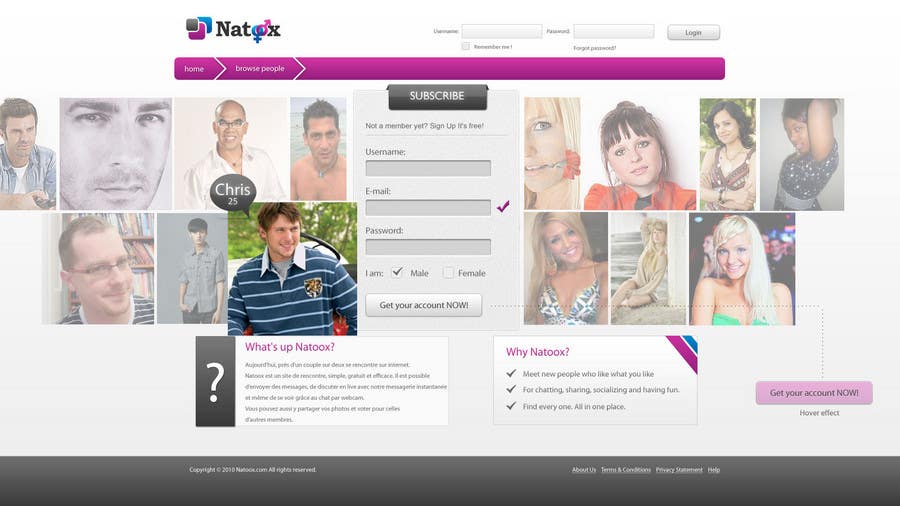 Natečajni vnos #7 za                                                 Graphic Design for a dating website homepage
                                            
