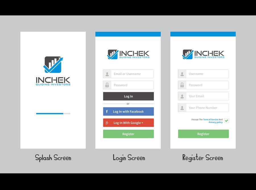 Penyertaan Peraduan #11 untuk                                                 Design an App Mockup for Inchek - Stock Market Guide
                                            