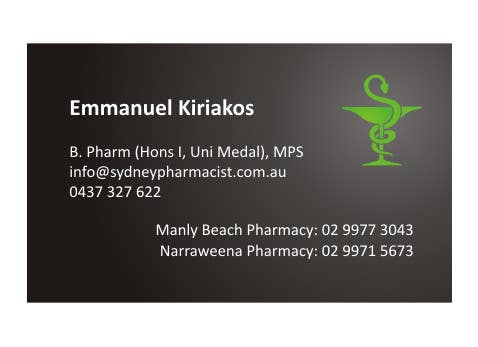 Konkurransebidrag #8 i                                                 Business Card Design for retail pharmacist based in Sydney, Australia
                                            