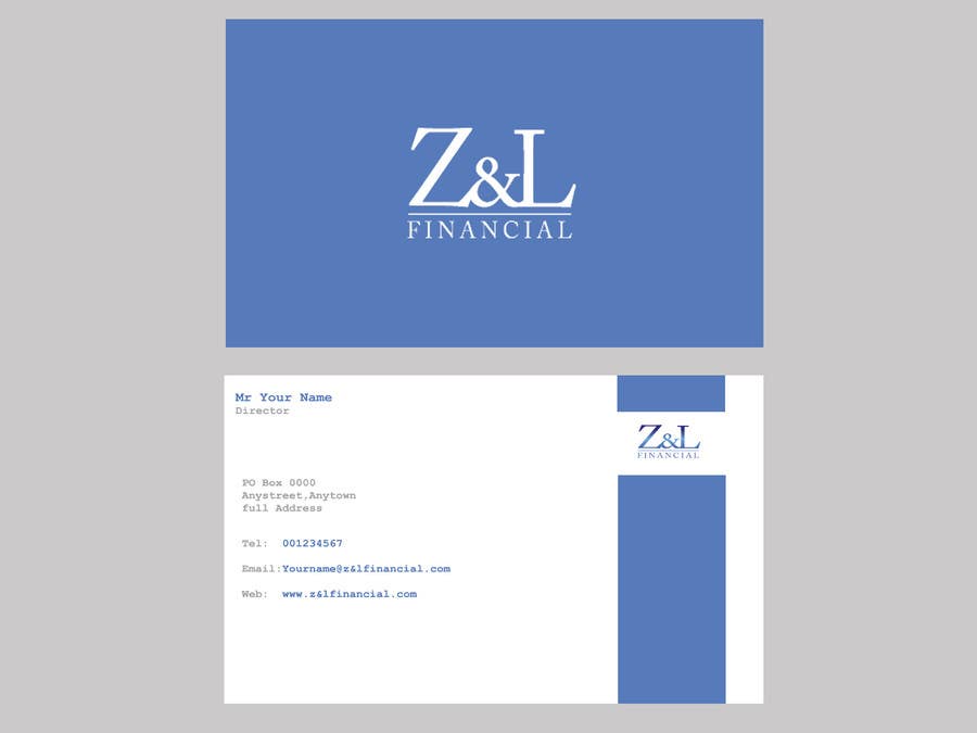 Proposition n°57 du concours                                                 Design some Business Cards for Z and L financial
                                            