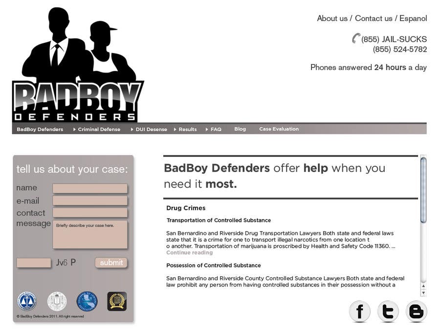 Participación en el concurso Nro.27 para                                                 Website Design for Bad Boy Defenders
                                            