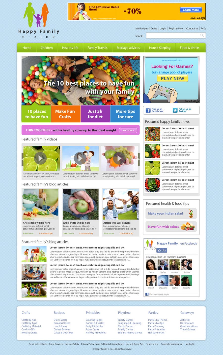 Wettbewerbs Eintrag #7 für                                                 Website Design for Happy Family e-zine
                                            