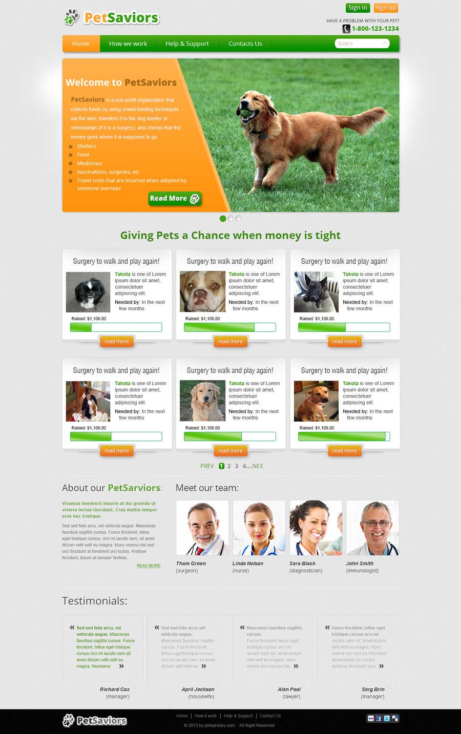 Proposition n°19 du concours                                                 Design an awesome Website mock-up for PetSaviors
                                            