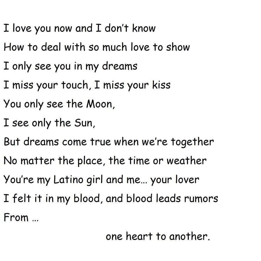 Entry #28 by MirceaMM for Write a love letter or poem for my