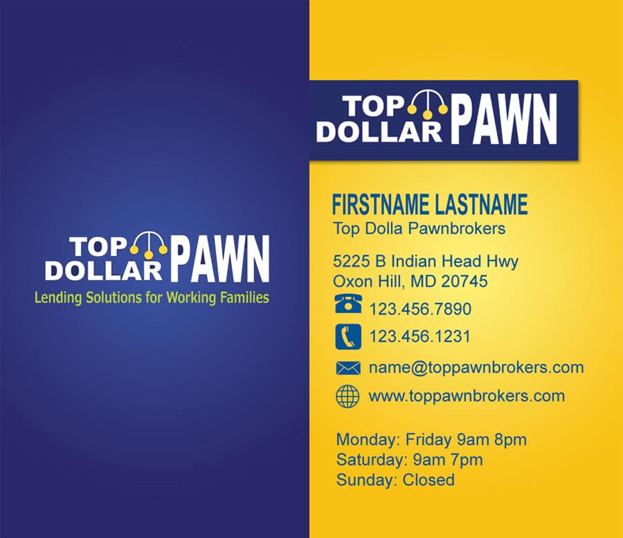Contest Entry #195 for                                                 Business Card Design for Top Dollar Pawnbrokers
                                            