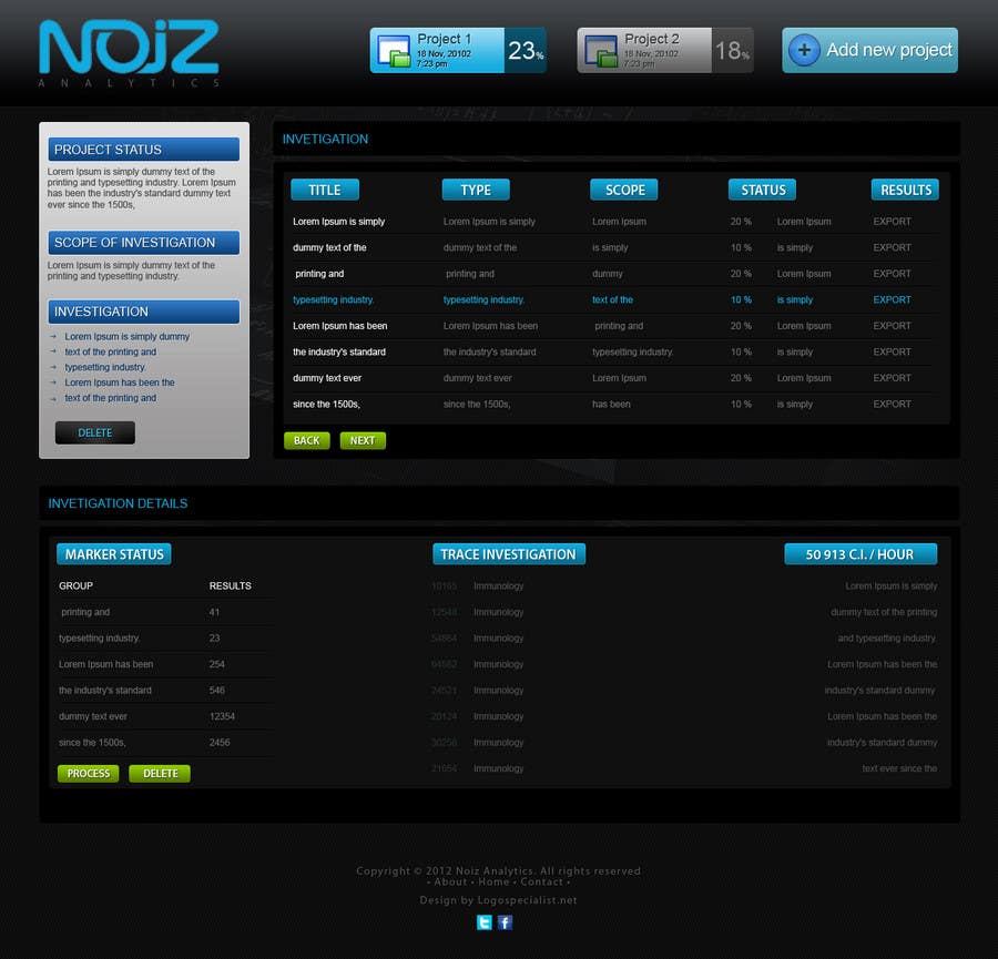 Proposition n°32 du concours                                                 Website Design for Noiz Analytics
                                            