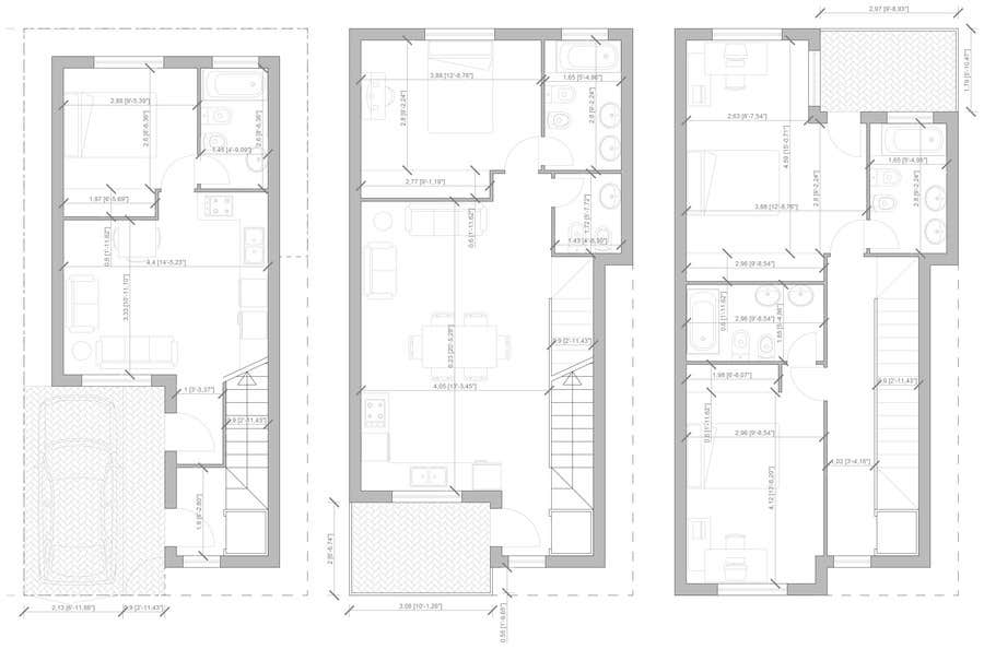 Kilpailutyö #21 kilpailussa                                                 House Plan for a small space: Ground Floor + 2 floors
                                            