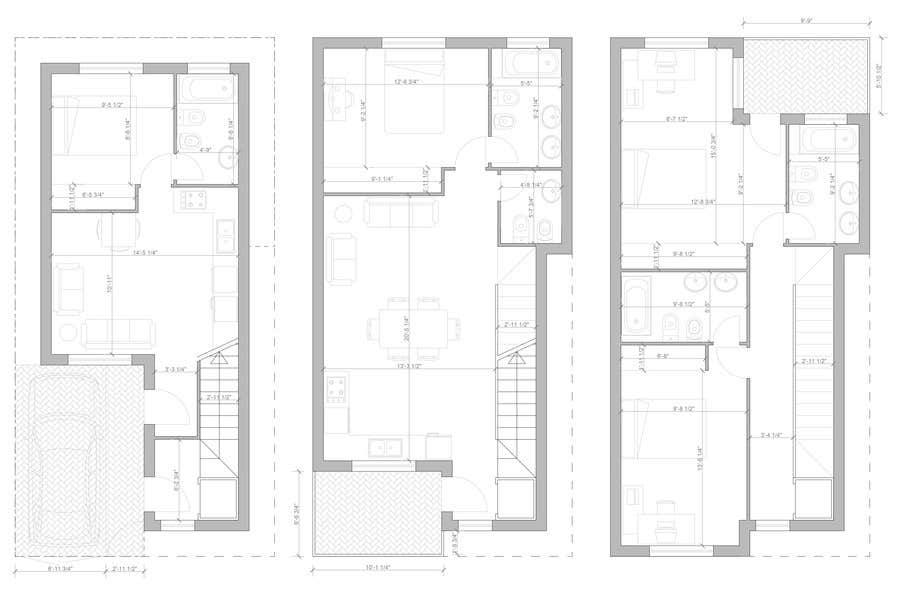 Zgłoszenie konkursowe o numerze #23 do konkursu o nazwie                                                 House Plan for a small space: Ground Floor + 2 floors
                                            