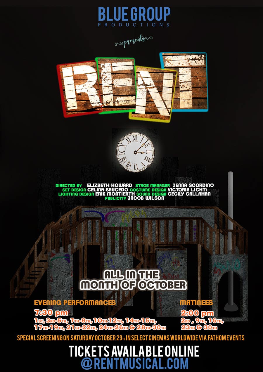 Participación en el concurso Nro.7 para                                                 Design 2 Posters for musical RENT
                                            