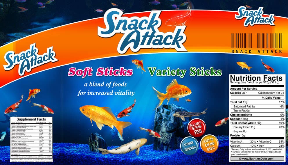 Entri Kontes #23 untuk                                                Label Design for Snack Attack - A new Fishfood label
                                            