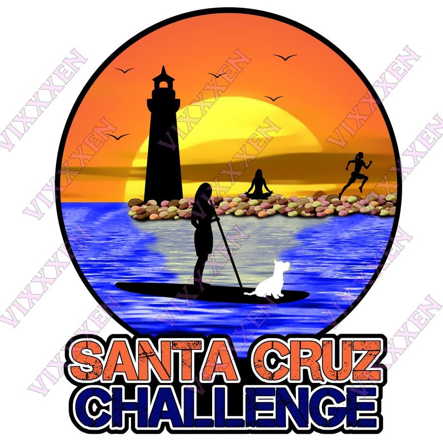 Proposition n°103 du concours                                                 Illustration Surfer Sunset Santa Cruz Dog LOGO contest
                                            