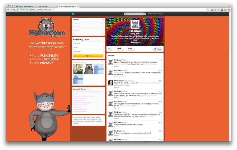 Penyertaan Peraduan #4 untuk                                                 Design a Twitter background for pigdrive.com
                                            