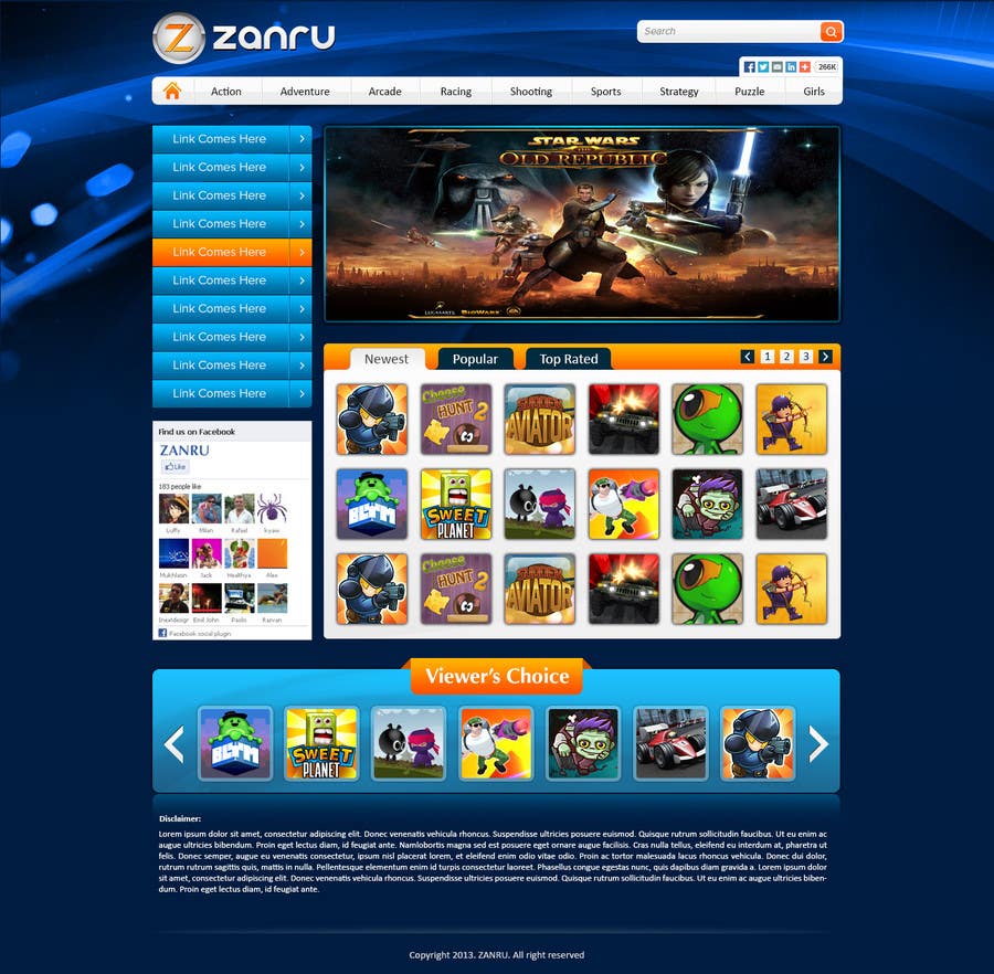 Inscrição nº 4 do Concurso para                                                 Design a Mockup for an Online Flash Game Website - Zanru.com
                                            