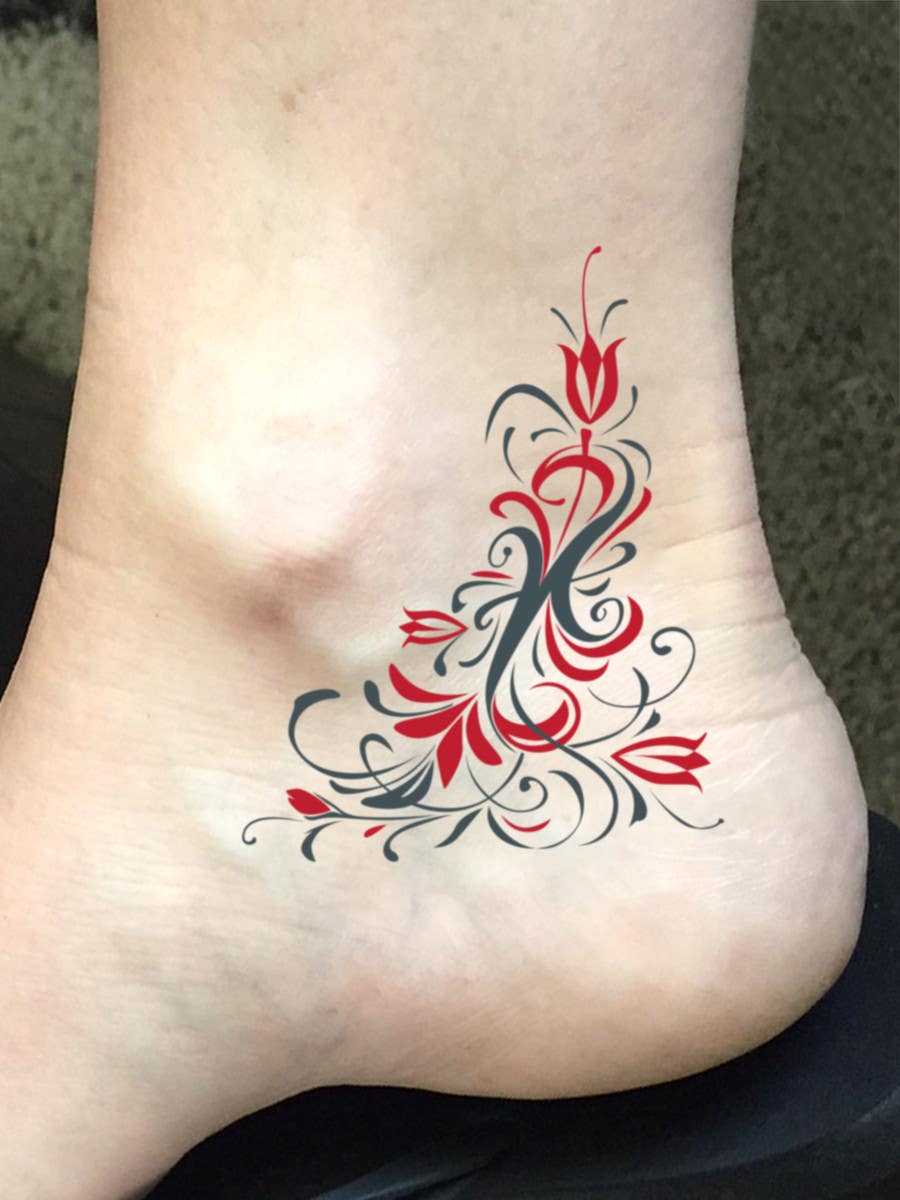 Entry #16 by caloylvr for Tattoo design- feminine floral tattoo desired to  cover existing tattoo on inner ankle | Freelancer