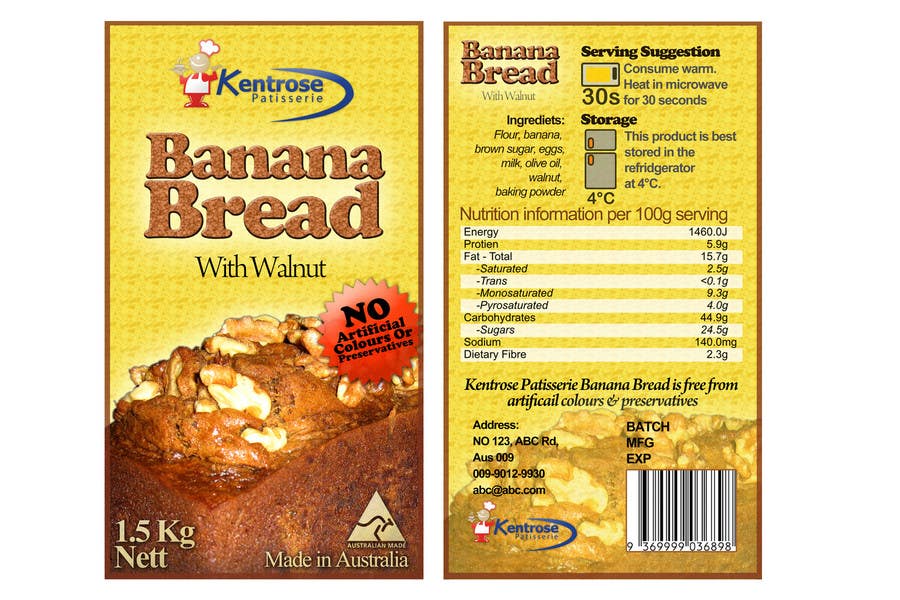 Bài tham dự cuộc thi #78 cho                                                 Banana bread packaging label design
                                            