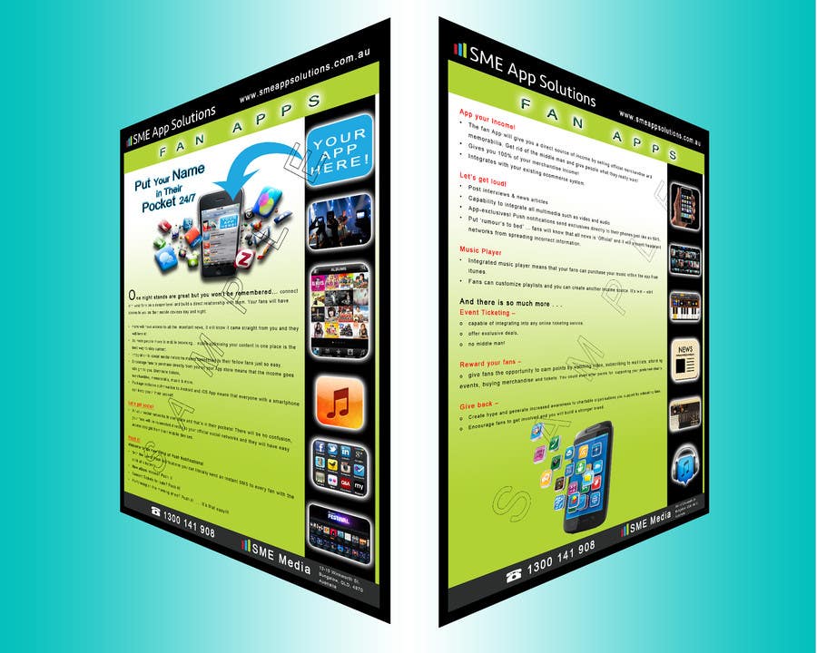 Kilpailutyö #10 kilpailussa                                                 Fact sheet/flyer for a Fan Smartphone App
                                            