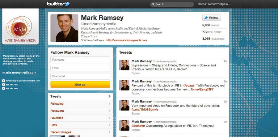 Contest Entry #39 for                                                 Twitter Background for Mark Ramsey Media
                                            