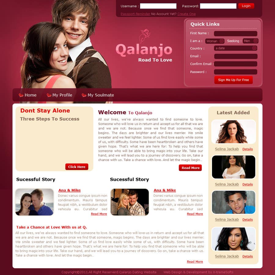 Kilpailutyö #4 kilpailussa                                                 design a high conversion homepage for datingsite
                                            