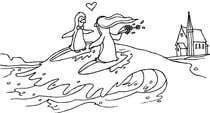 Proposition n° 11 du concours Graphic Design pour Drawing / cartoon for wedding invite with penguins near the surf