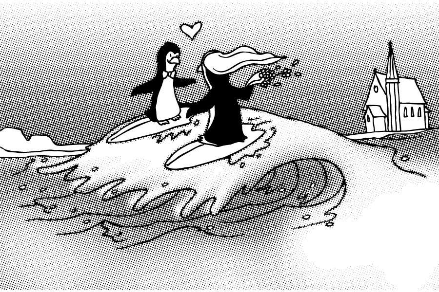 
                                                                                                                        Proposition n°                                            15
                                         du concours                                             Drawing / cartoon for wedding invite with penguins near the surf
                                        