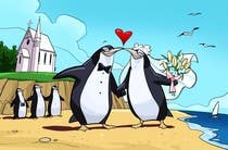 Proposition n° 27 du concours Graphic Design pour Drawing / cartoon for wedding invite with penguins near the surf