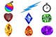 Icône de la proposition n°4 du concours                                                     Design 6 gems and 3 icons to be used in a casual mobile game
                                                