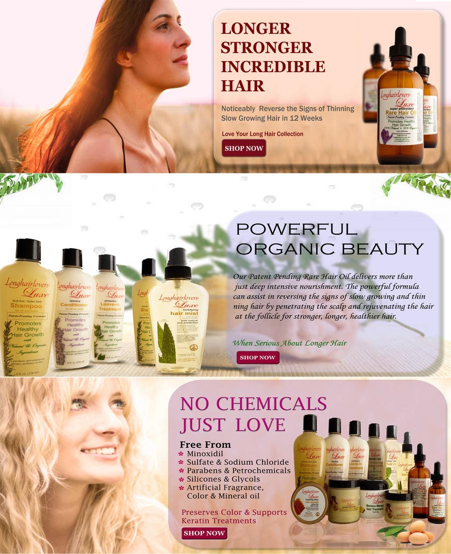 Kilpailutyö #18 kilpailussa                                                 Banner Ad Design for 3 Organic Hair Care Website
                                            