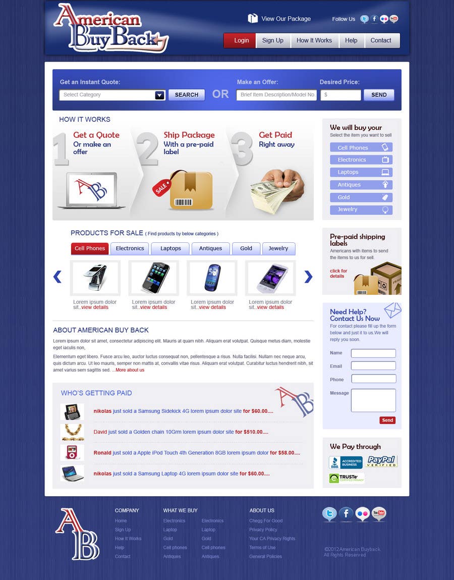 Contest Entry #63 for                                                 Website Design for American Buy Back! Buying Electronics Antiques Gold and valuables Online w/Cash
                                            
