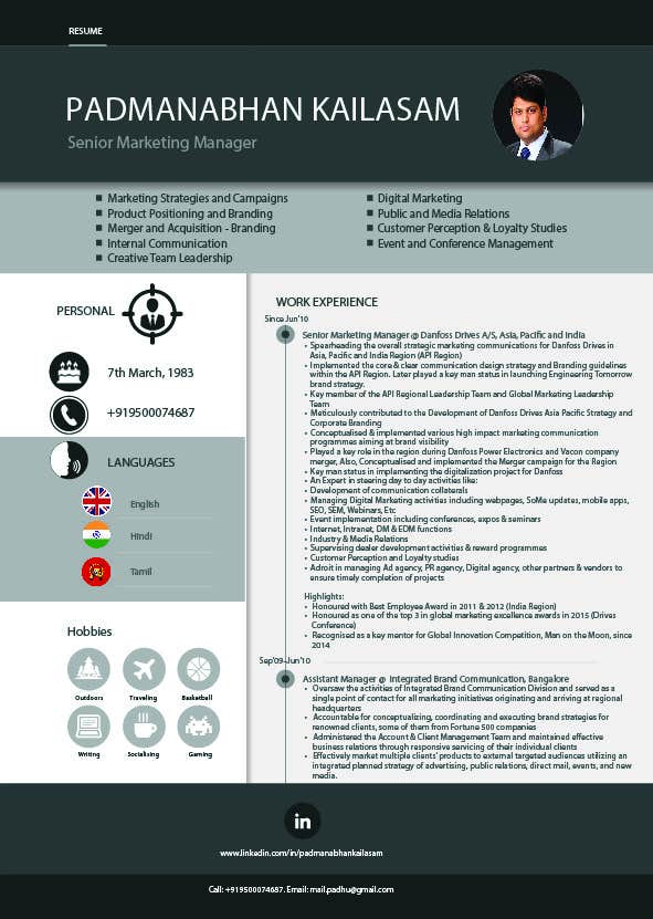Entry 18 By Shamsoldzulkafli For Design An Infographic Resume Cv