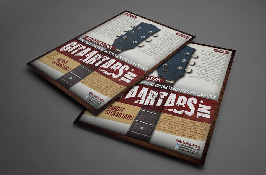 Proposition n°16 du concours                                                 Flyer Design for Gitaartabs.nl an online guitar community with pro vido lesson and songs
                                            