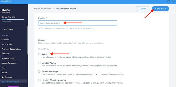 wix roles and permissions